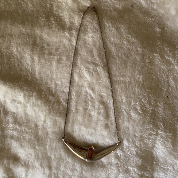 VINTAGE NEW/UNWORN SOUTHWESTERN STERLING SILVER BAR NECKLACE PENDANT PINK CORAL - Picture 6 of 7